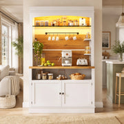 Mobile alto da cucina con LED RGB e ganci, bianco, 107x34x184 cm