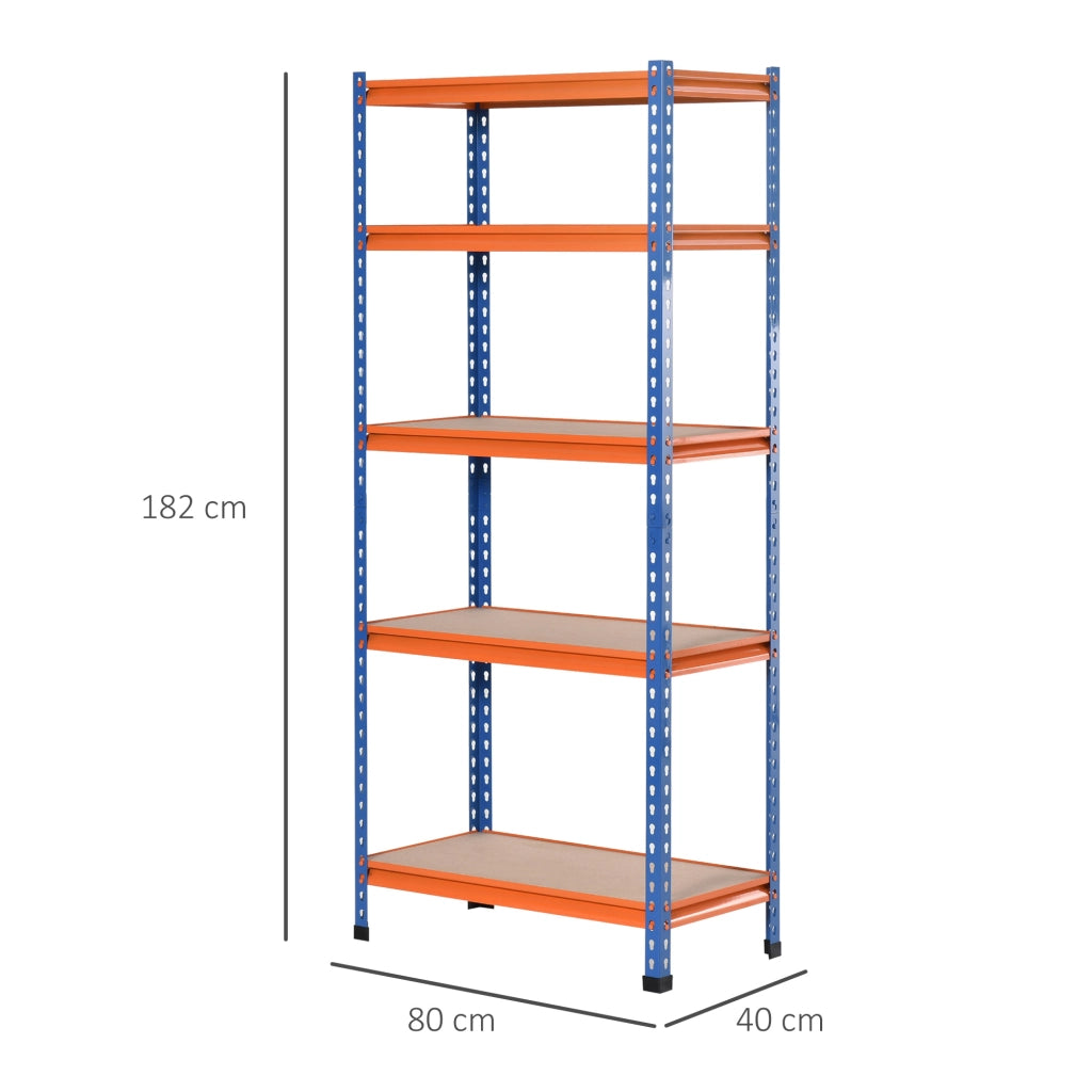 Scaffale metallo 5 livelli 1500 kg ¨C zephmum ¨C blu arancio 80x40x182
