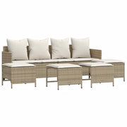 Set Divano da Giardino 5 pz | Set Salotto da Giardino con Cuscini Beige in Polyrattan