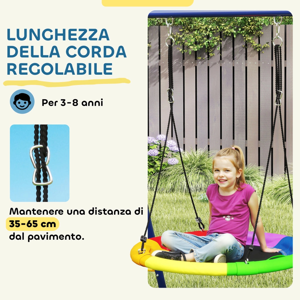 Gioco Bambini con Altalene, Scala a Corda e Canestro ¨C zephmum ¨C Acciaio, PE, PP, 3.5x1.8x2 m