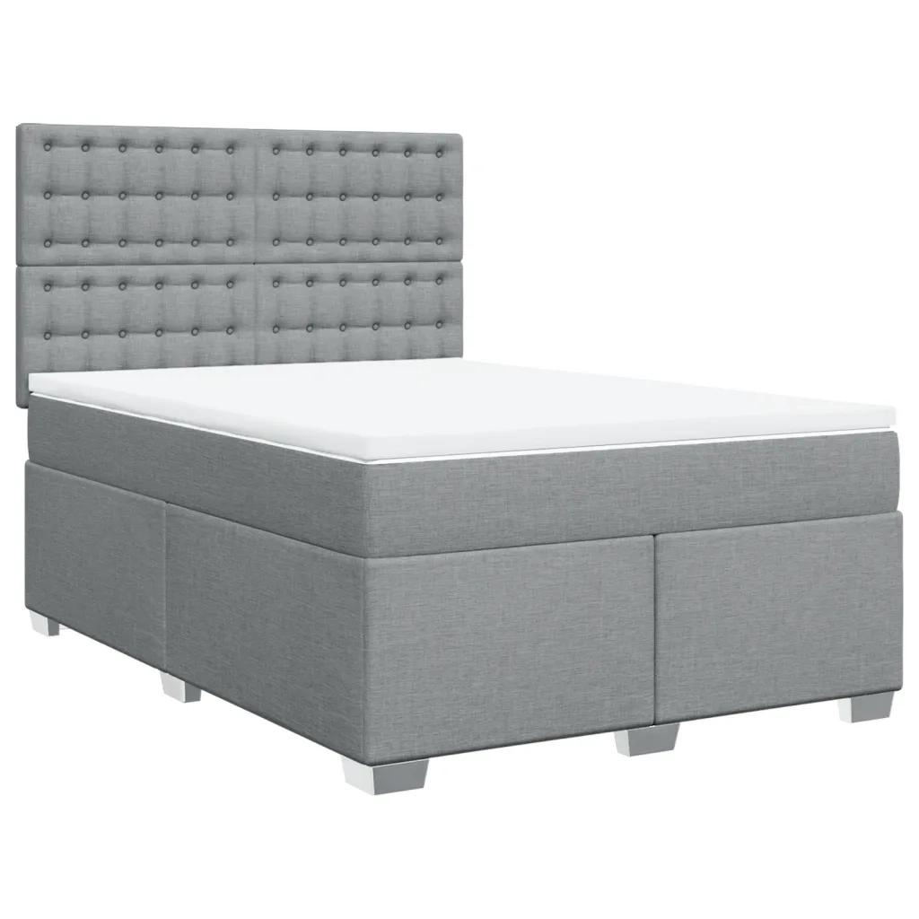 Giroletto a Molle con Materasso Grigio Chiaro 140x190cm Tessuto