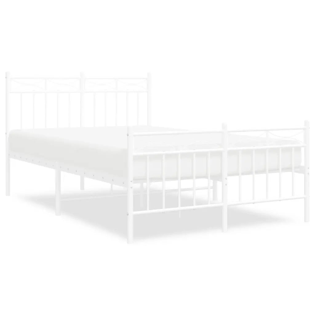 Giroletto con Testiera e Pediera-Struttura Letto Metallo Bianco 120x200 cm 976796