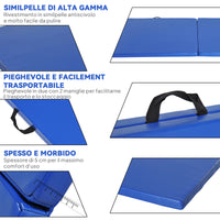 Tappetino Ginnastica Pieghevole Antiscivolo 180x60x5 cm Materassino Fitness Blu