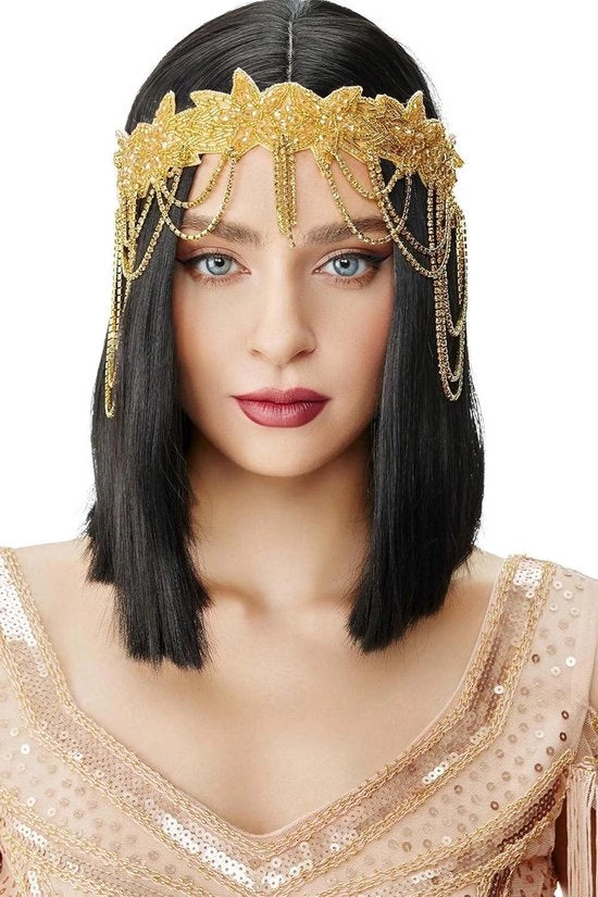 Giraffa dorata 20s Gatsby Cintura capellina con Catena rombante - Accessorio capellino Vintage per donne - Stile festivo 1920 Flapper