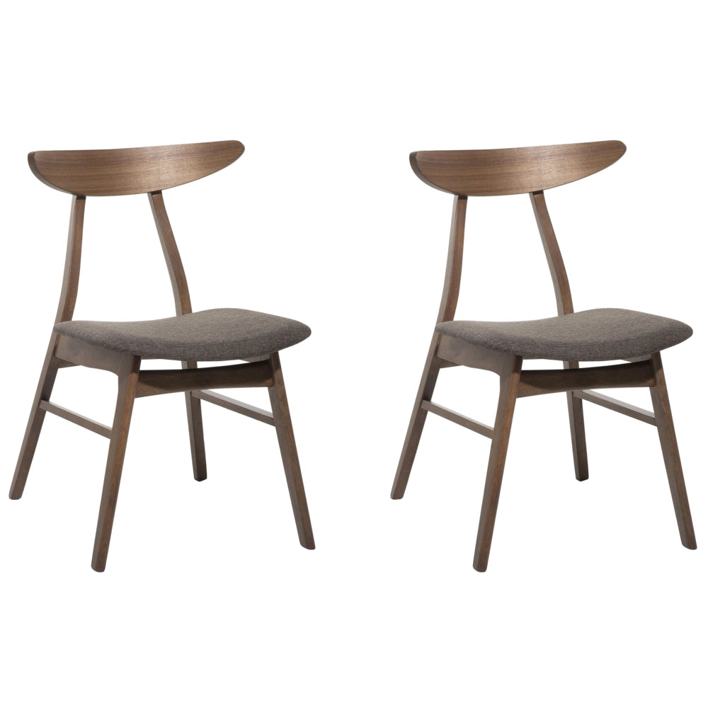 Set di 2 sedie da pranzo in tessuto di poliestere grigio struttura in legno scuro design rustico senza braccioli