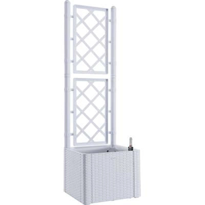 FIORIERA + GRIGLIATO NATURAL DELUXE STEFANPLAST - PP RATTAN BIANCO CM  43X43 H.CM 142