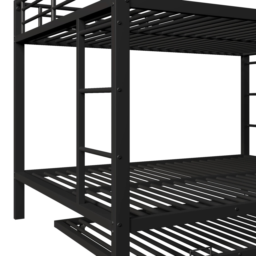 Letto a castello 140×200 cm con letto estraibile; sponde alte; senza materasso; in metallo nero