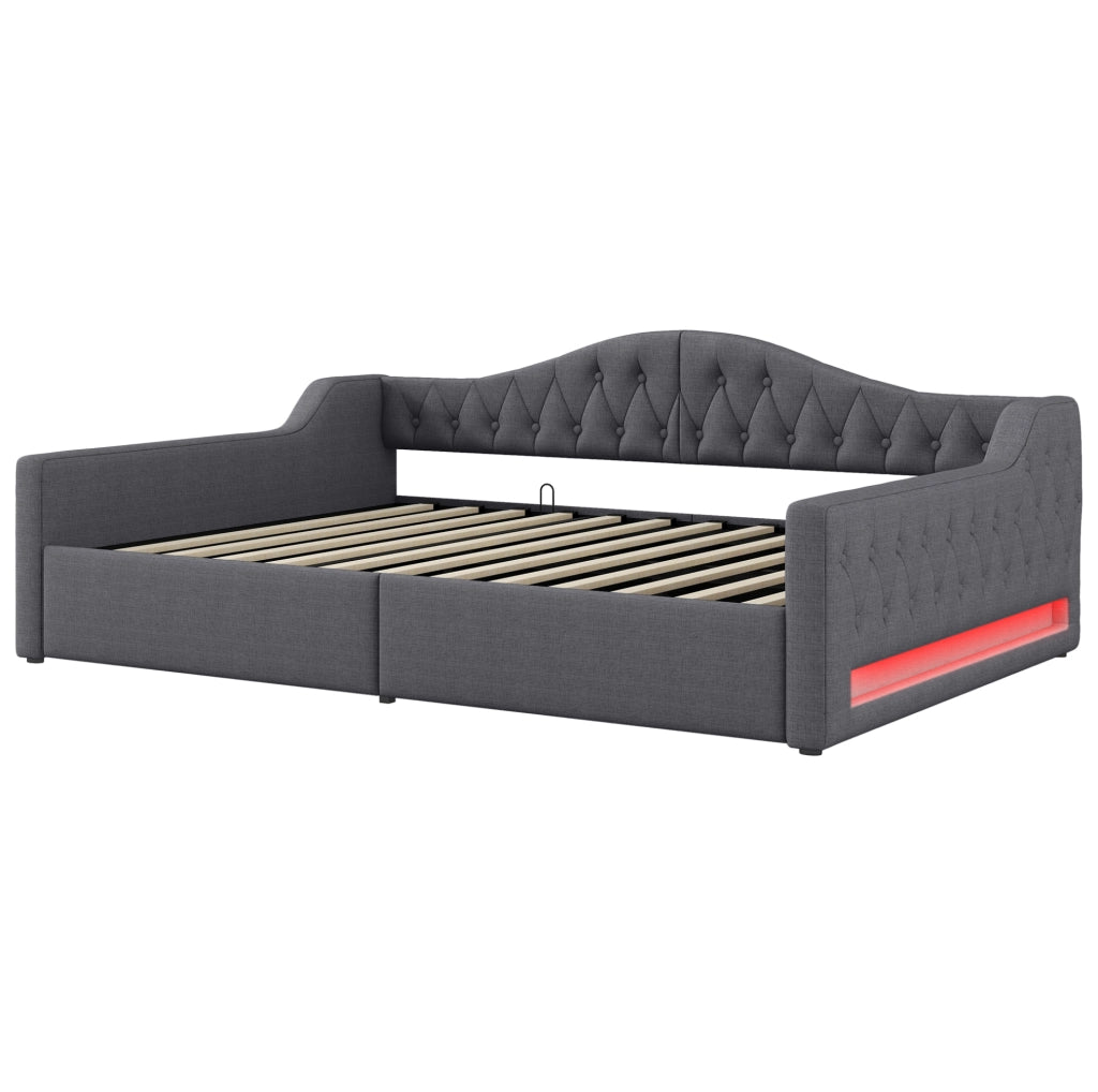 Divano letto 140x200 cm con LED e contenitore; imbottito; grigio