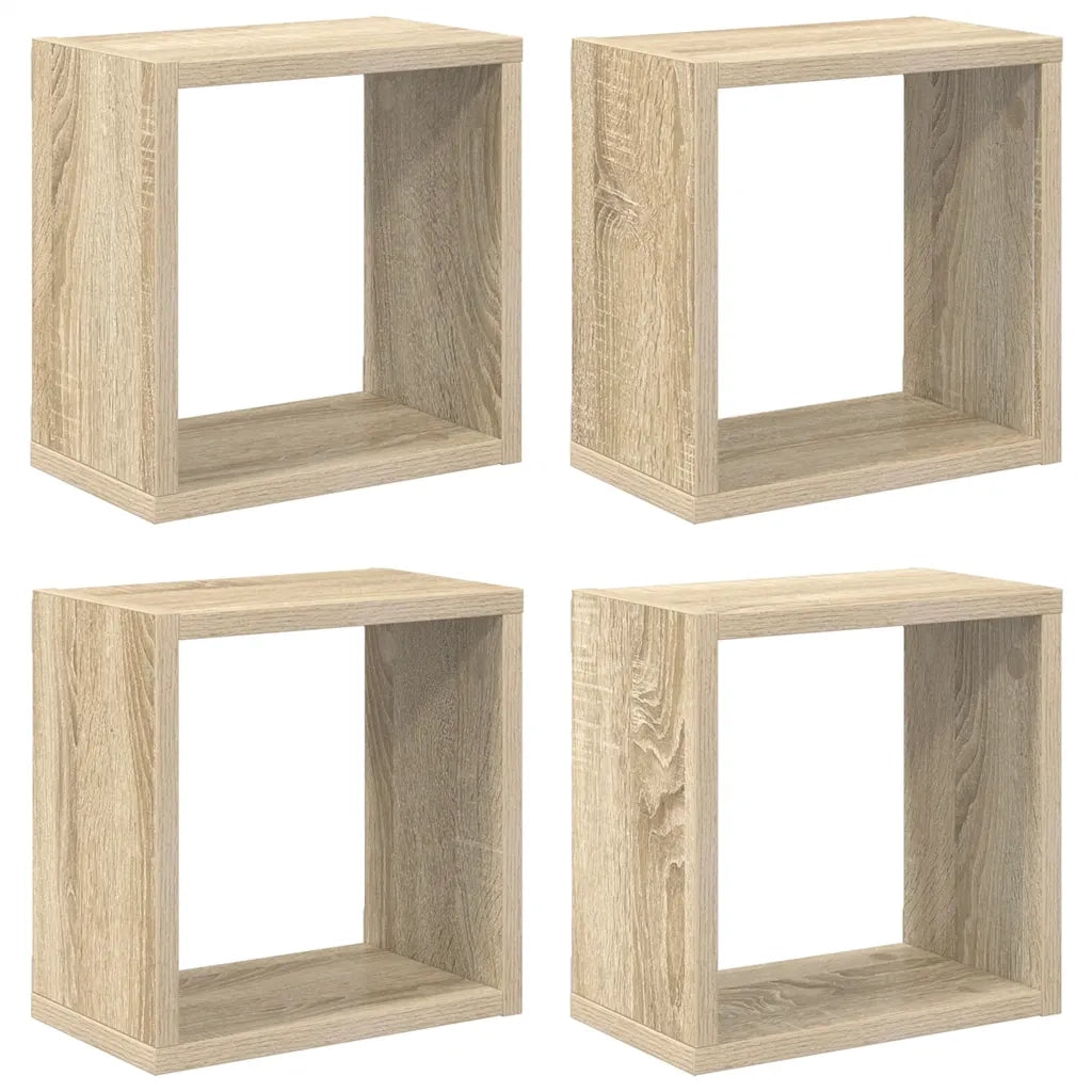 Mensole a Cubo 4 pz Rovere Sonoma 26x15x26 cm 807035