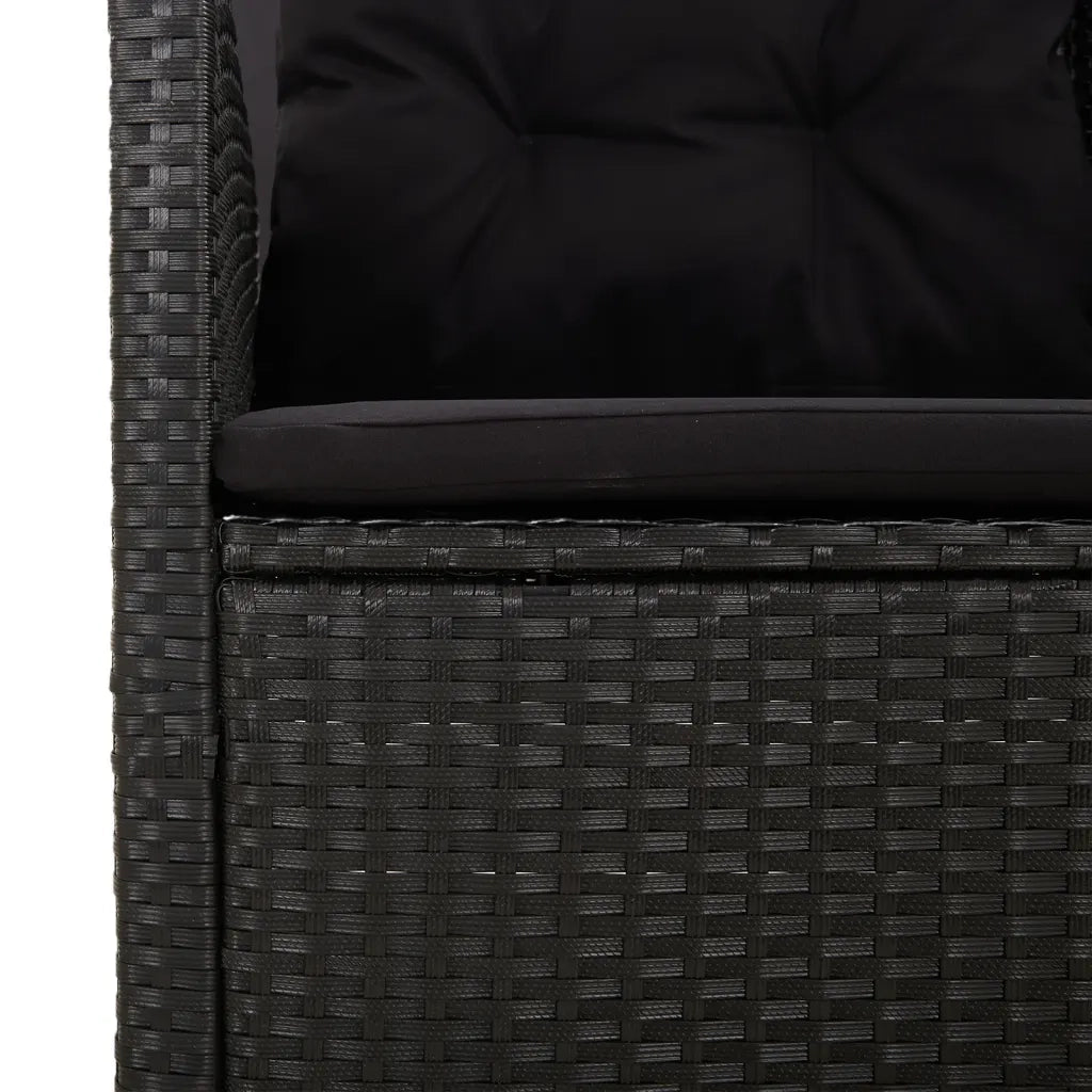 Set Divani da Giardino 3 pz con Cuscini Nero in Polyrattan 362177
