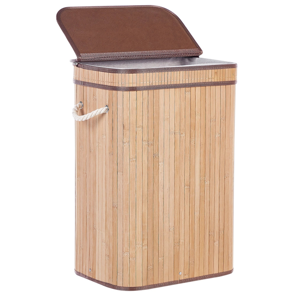 Cestino portaoggetti in bambù marrone chiaro con coperchio Cestino per biancheria Accessori pratici lavanderia bucato