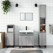 Armadietto Bagno Grigio Sonoma 30x30x190cm in Legno Multistrato 831546