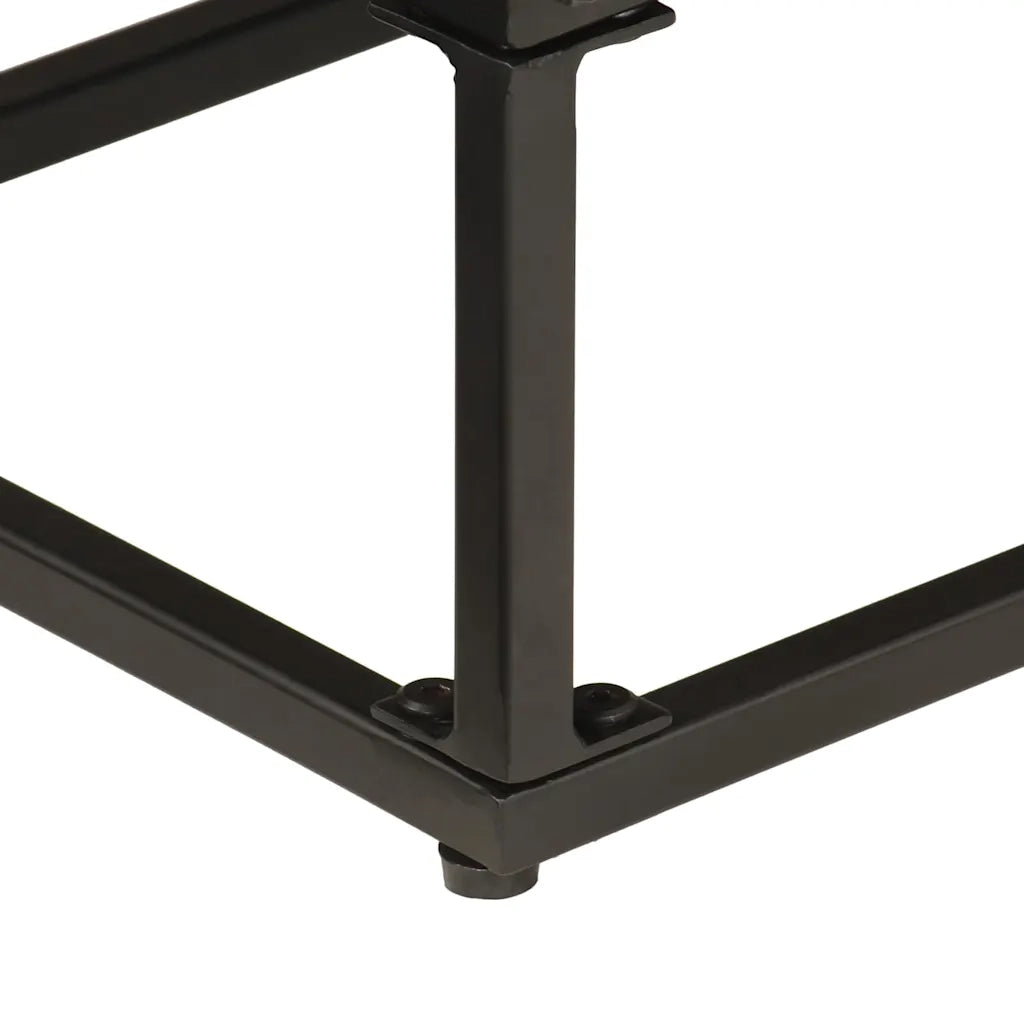 Credenza Nera 55x30x76 cm in Legno Massello di Mango e Ferro 372005