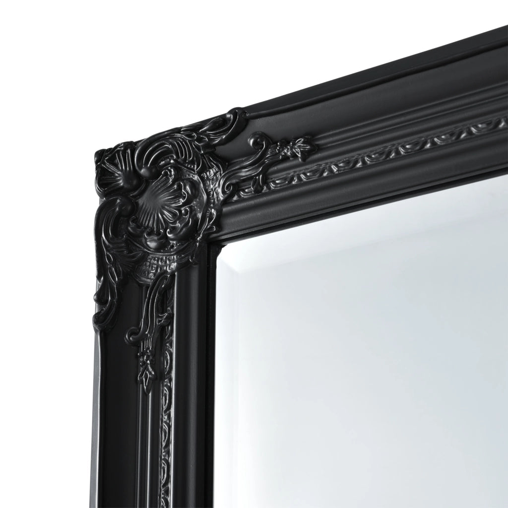 Specchio da Parete Livorno Stile Barocco Montaggio Verticale o Orizzontale 132x42 cm Nero [en.casa]