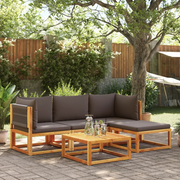 Set di divani da giardino 5 pezzi con cuscini in legno di acacia e corda 3278826