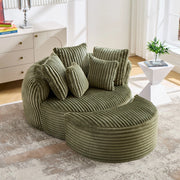 Divano letto senza gambe con pouf ¨C Minimal ¨C tessuto imbottito beige