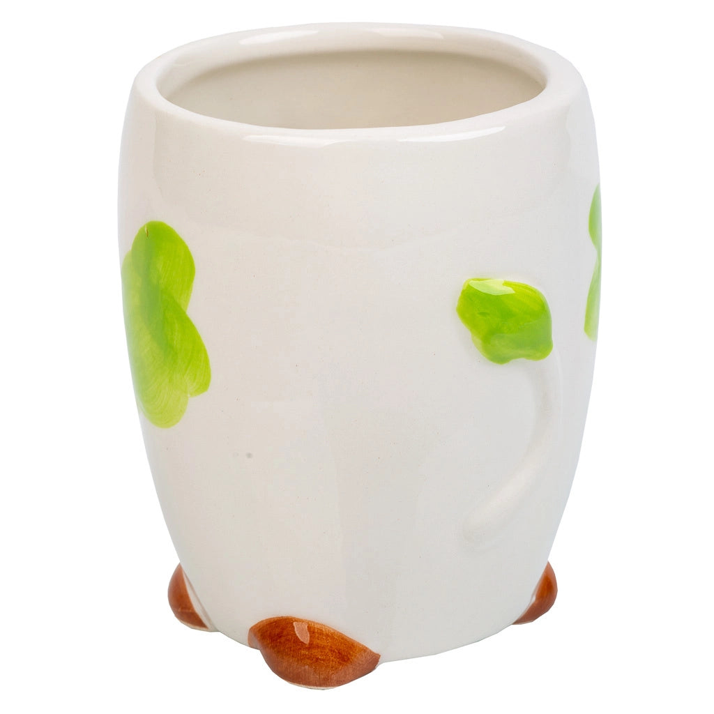 Portapenne mucca in ceramica verde d7,5x10h