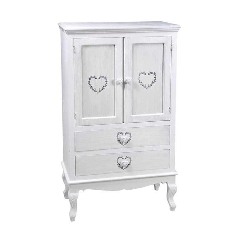 VINCY MOBILE CON 2 ANTE E 2 CASSETTI CON DESIGN A CUORE 70 X 35 X 120 CM