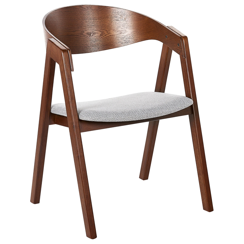 Set di 2 sedie da pranzo in legno scuro e compensato grigio tessuto in poliestere gambe in legno di caucciù stile retrò tradizionale