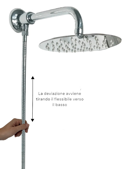 Kit set doccia squadrato con deviatore con doccetta e soffione e braccio 25 cm