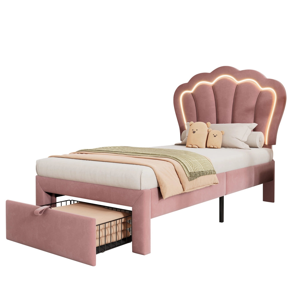 letto imbottito velluto rosa 90 x 200 cm