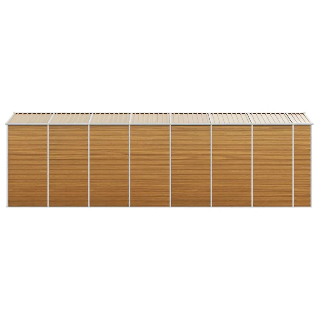 Casetta da giardino cabina ripostiglio casetta da esterno robusta casetta per attrezzi colore chiaro 191 x 640 x 198 cm acciaio zincato marrone 02_0022294