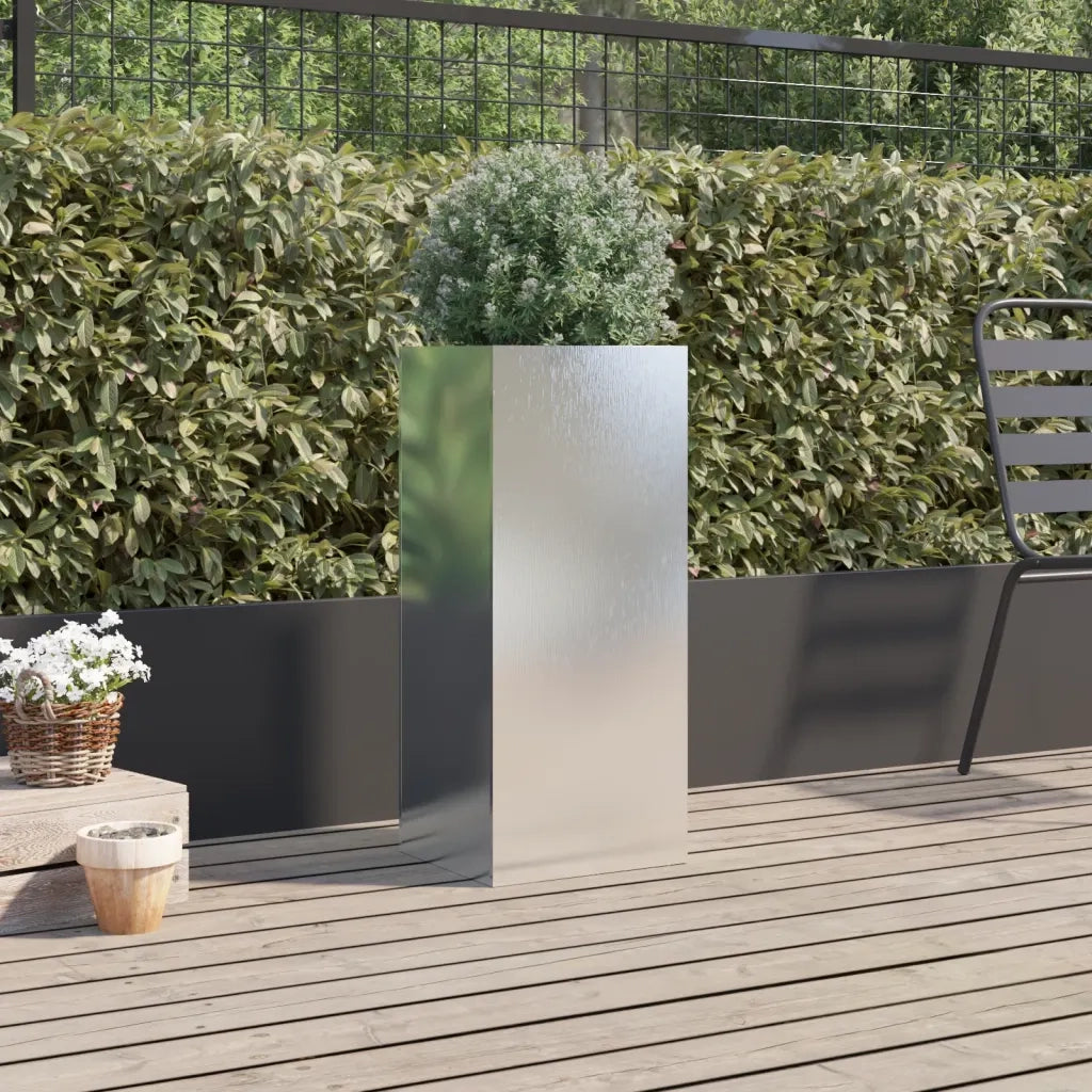 Fioriera | Cassetta per fiori | Vaso Argento 32x29x75 cm in Acciaio Inox