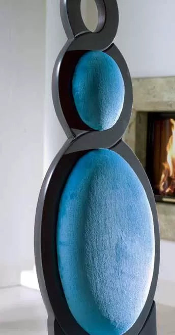 Sedia imbottita in legno laccato grigio/azzurro - Mobili 2G