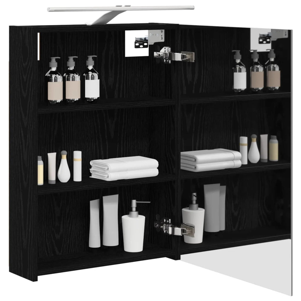 Mobiletto per specchio da bagno Rovere Nero 50 x 14,5 x 70 cm