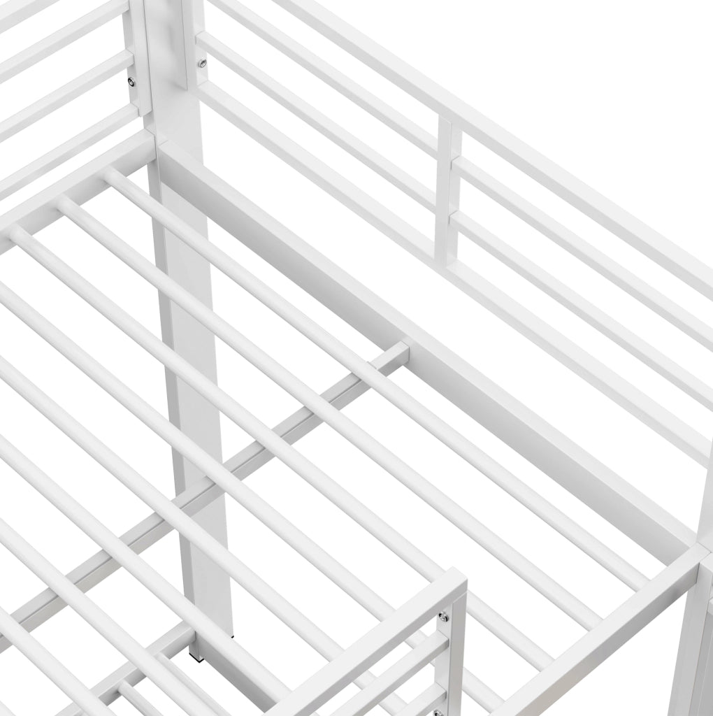 Letto a castello in metallo e MDF 90x200 cm bianco e noce