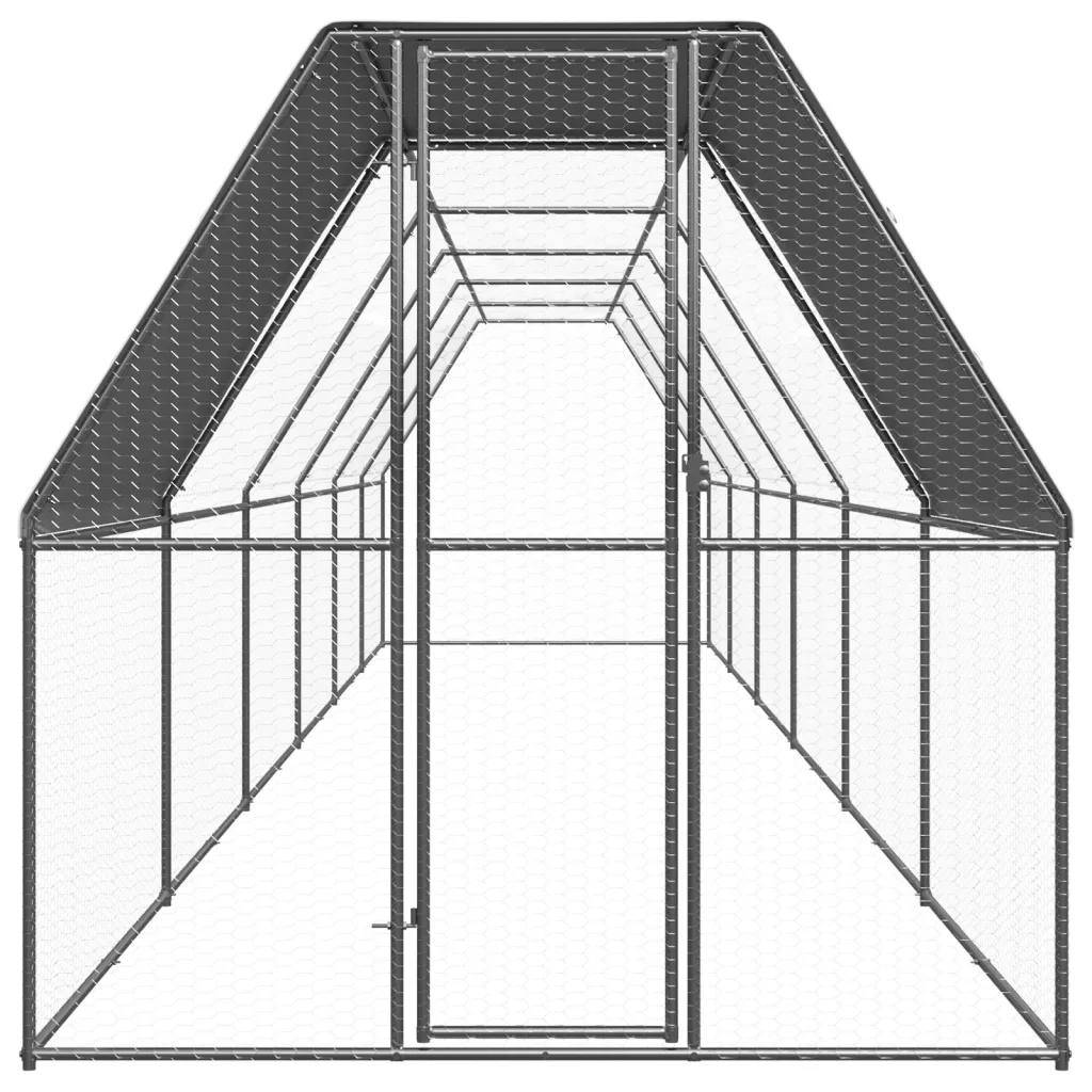 Pollaio da Esterno 2x12x2 m in Acciaio Zincato 3089323