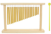 Strumento a Percussione - 20 Barre a Campane - Supporto in Legno - Bastone - Decorazioni in Oro - Dim. ca. 38,8 x 27 x 5,8 cm - Gioco di Campane