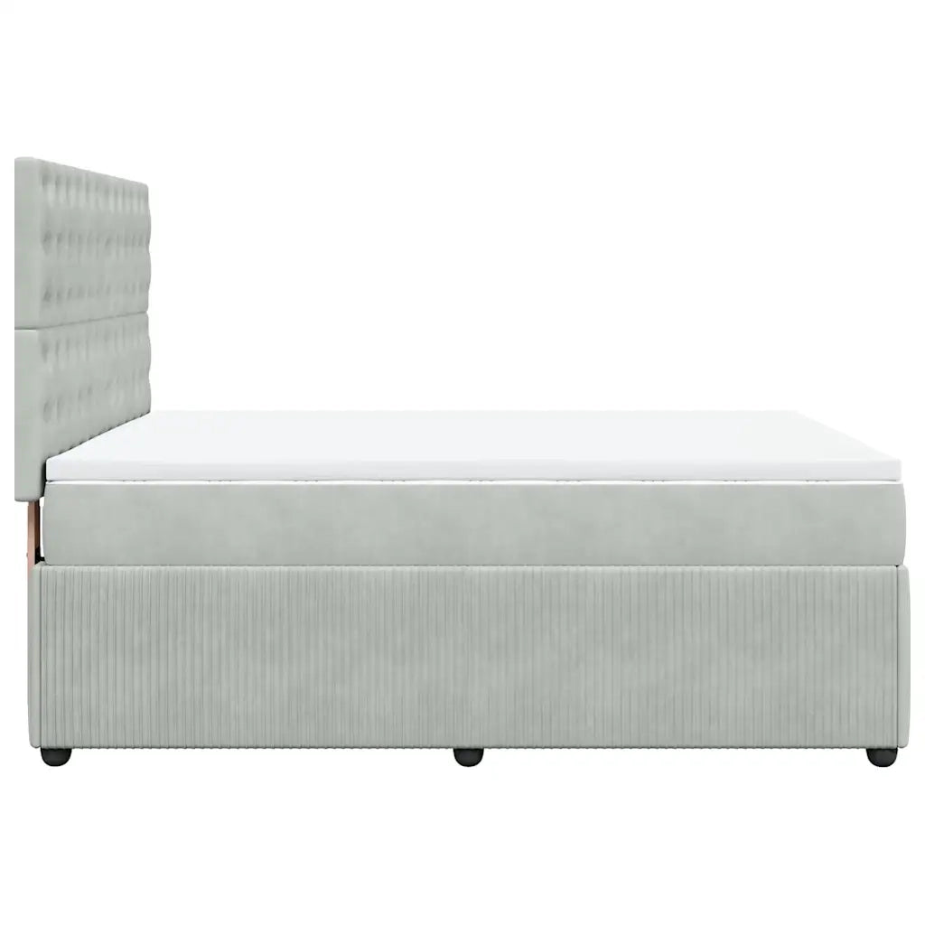 Giroletto a Molle con Materasso Grigio Chiaro 140x190cm Velluto