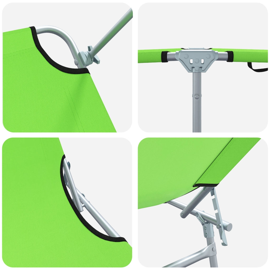 Lettini Pieghevoli 2 pcs con Tettuccio Verde Tessuto Oxford 600D