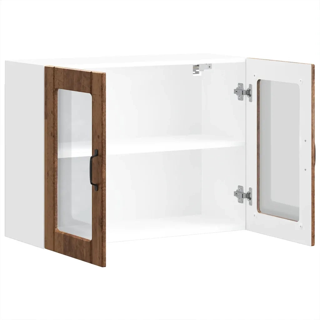 Pensile da Cucina con Porta in Vetro Lucca Legno Vecchio 853855