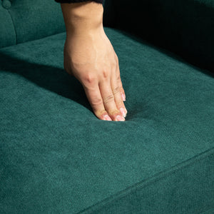 Poltrona per Salotto in Stile Francese 74x86x102 cm Rivestimento Effetto Lino Verde Scuro