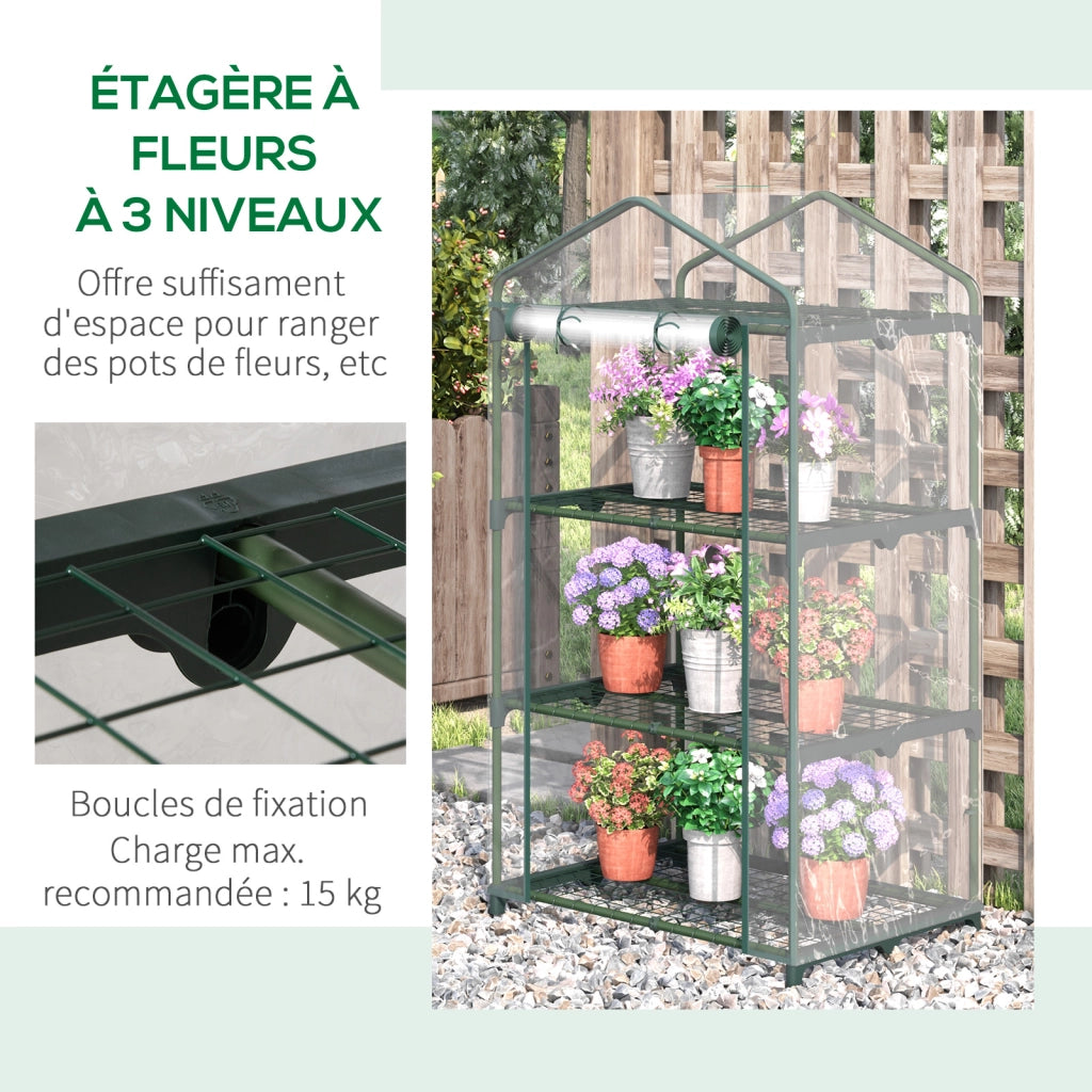 Serra da giardino con ripiani 3 livelli ¨C zephmum ¨C 69x49x125 cm
