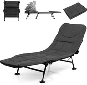 SOARS Sdraio pieghevole alla carpa con schienale regolabile in 6 posizioni, cuscino e materasso, lettino da campeggio a 6 gambe con grandi piedi di fango fino a 200 kg, portata 194 x 66 x 29 cm