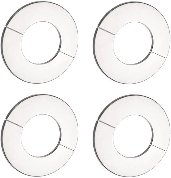 Copertura per tubi 4 pezzi - Acciaio inossidabile - Flangia per parete sfondata - Piastra a rosone rotonda - 91mm di diametro - Installazione rapida - Flangia per parete