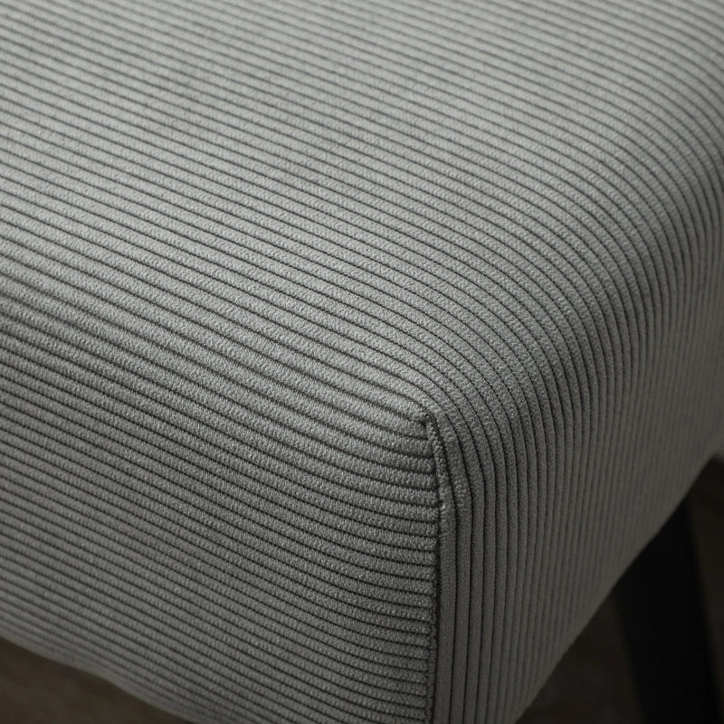 Panca imbottita in corduroy grigio 100 x 36 x 45 cm con gambe in acciaio, seduta moderna per ingresso e camera