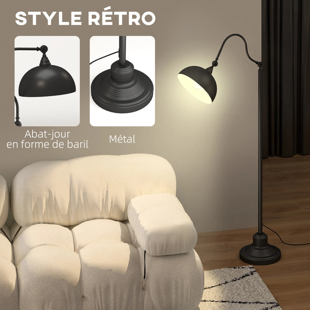 Lampada da terra a scomparsa rotante 180¡ã ¨C zephmum ¨C nero 42x25.5x152cm