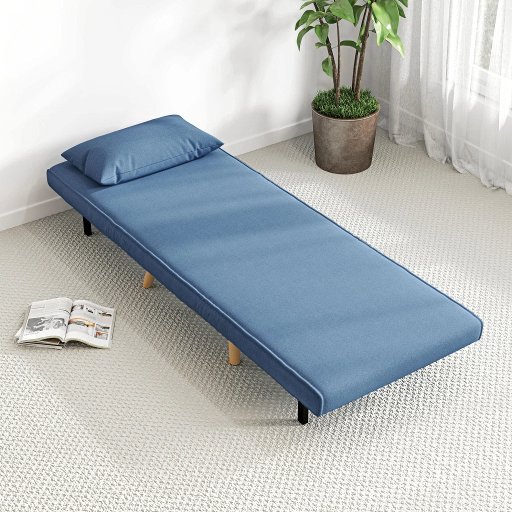 Letto imbottito convertibile 1 posto ¨C zephmum ¨C tessuto blu con cuscino