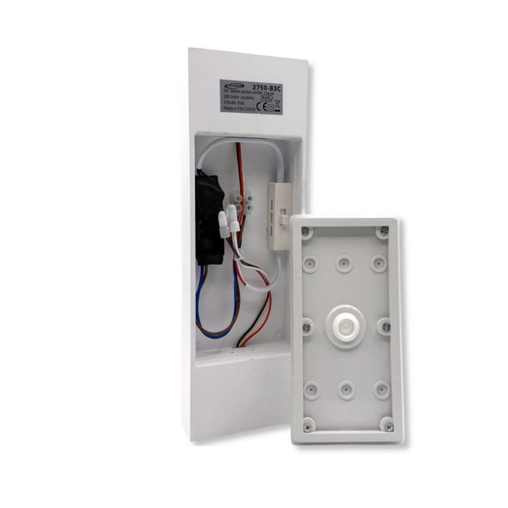 Trade Shop - Applique Da Esterno Rettangolare A Doppia Emissione Di Luce 8w Tecnologia Cct Ip65 2750-3c -