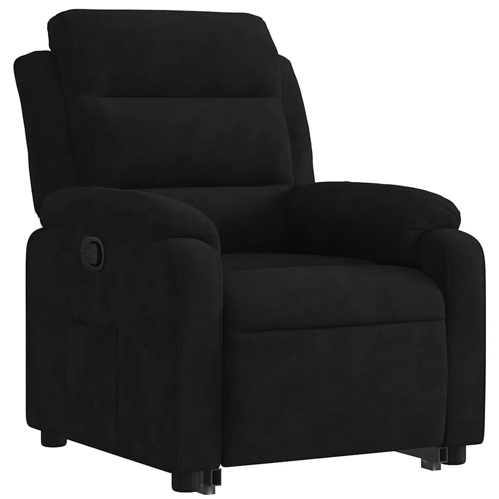 Poltrona Alzapersona Reclinabile Nera in Velluto 3205098
