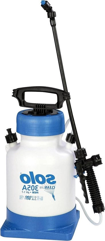 Spruzzatore a pressione 305 A 5 litri per sostanze di pulizia acide in ambito pH 1-7 con pedale blu/ bianco