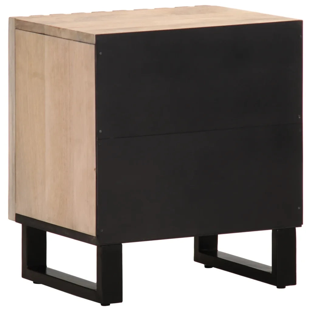 Comodini 2pz 40x34x46 cm in Legno Massello di Mango Sbiancato 377423