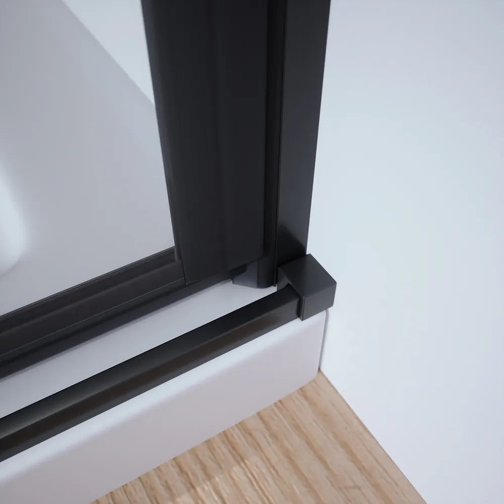 Porta doccia 90cm apertura a battente con profili nero opaco e vetro da 8mm trasparente h195 | Fiji