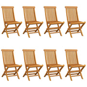 Sedie da Giardino e Cuscini Bianco Crema 8 pz Massello di Teak 3072934