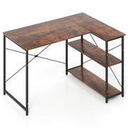 Scrivania angolare reversibile 118 x 86 x 74 cm con spazio di archiviazione ottimizzato e comfort ergonomico in legno lavorato marrone rustico 20_0010873
