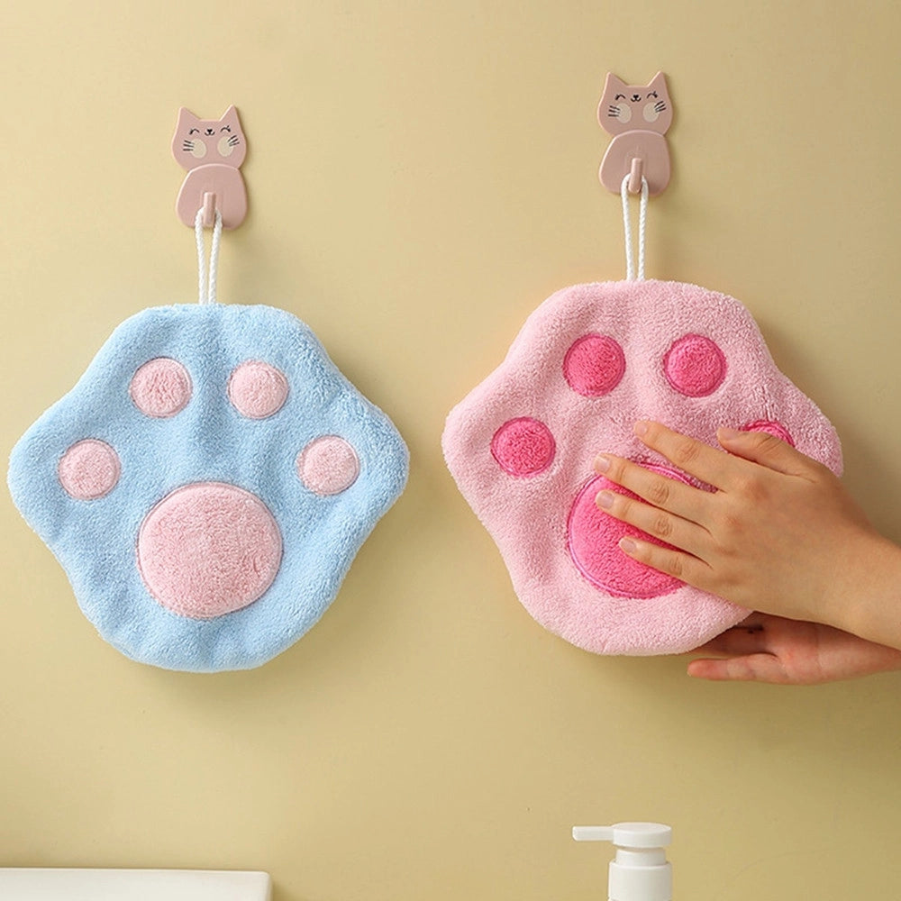 Trade Shop - Asciugamano Morbido Con Impronta Gatto Da Appendere Bagno Bambini Pulizia Casa 10777 -